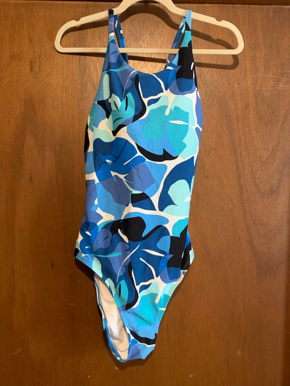 Nautica One Piece Swimsuit XL Blue Abstract Floral Print Racerback Bathing Suit
